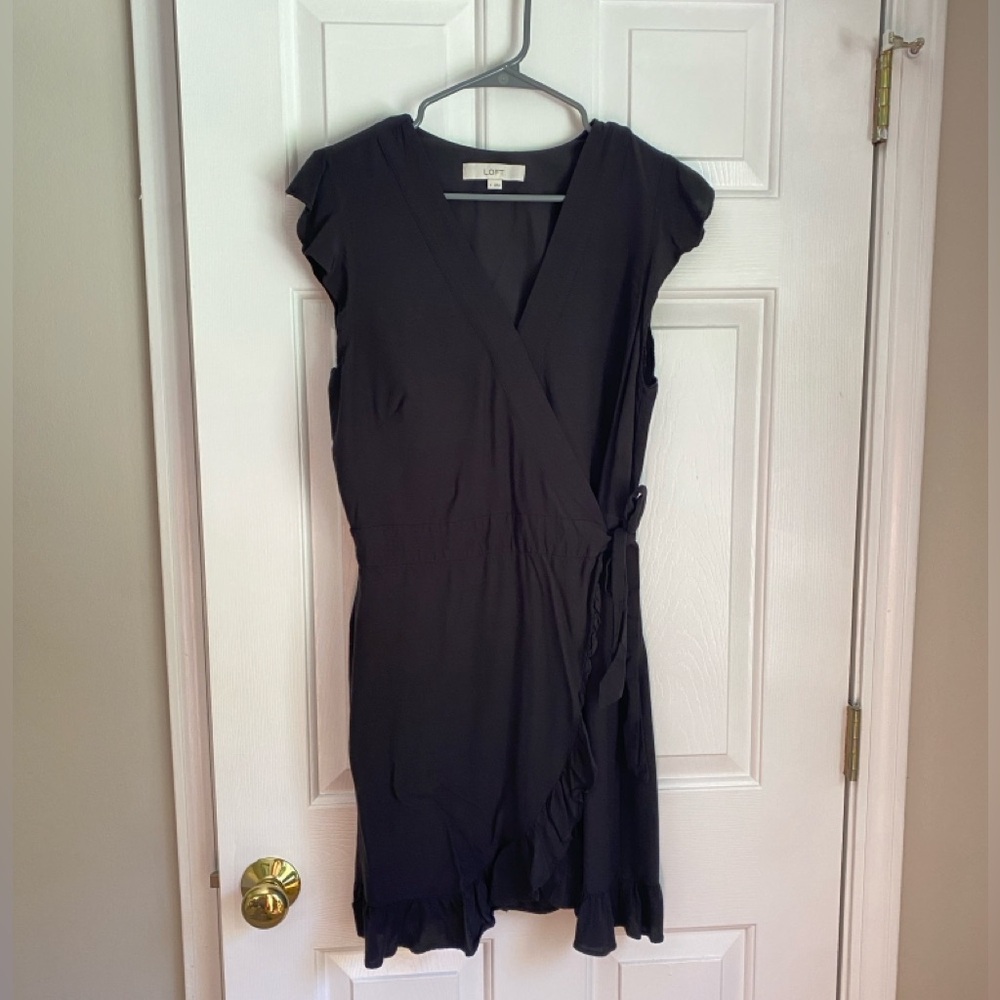 LOFT Black Wrap Romper Size 8